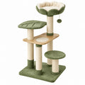Avernelo Kratzbaum aus Sisal und Plüsch in Grün und Beige mit Liegeflächen, Maße 60x50x120 cm, für Katzen.