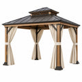 Gartenpavillon 300 x 300 cm Holz Metall Beige mit Vorhängen