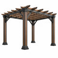 Schwarz-braune Metall-Gartenpergola 300x300x240 cm mit offenem Dach und Modernem Design, Avernelo Marke