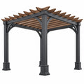 Avernelo Pergola aus Metall und Holz, braun und anthrazit, 300 x 300 x 250 cm, für den Garten, Gartenüberdachung