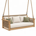 Avernelo 2-Sitzer Gartenschaukel aus Holz, Natur, mit Seilaufhängung, Maße 140 x 75 x 60 cm, ideal für Garten und Terrasse