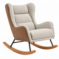 Avernelo Schaukelstuhl aus Boucléstoff und Kunstleder in Beige Braun, Maße 95 x 75 x 105 cm, bequem und stilvoll.